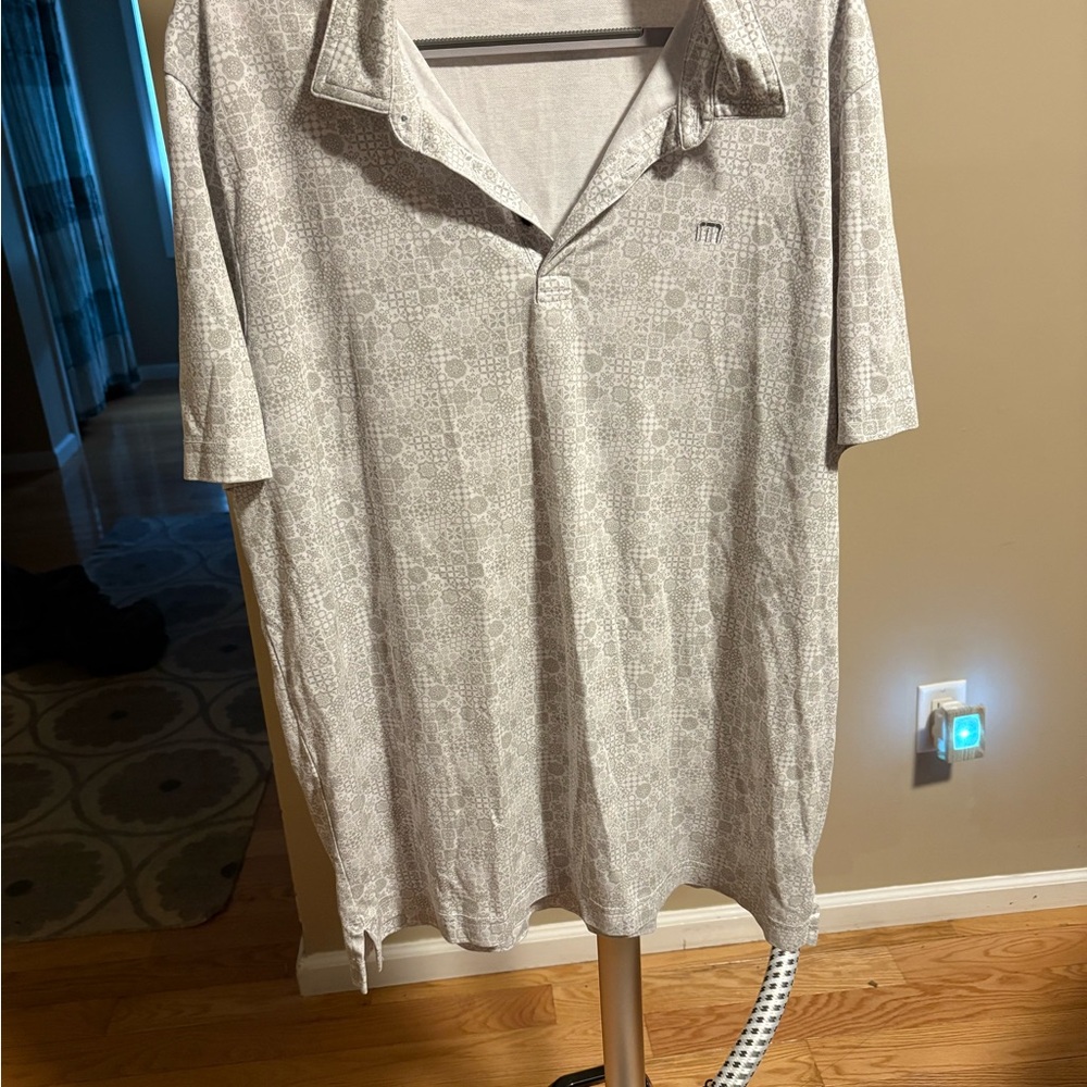 Travis Matthews Gray Patterned Polo Shirt